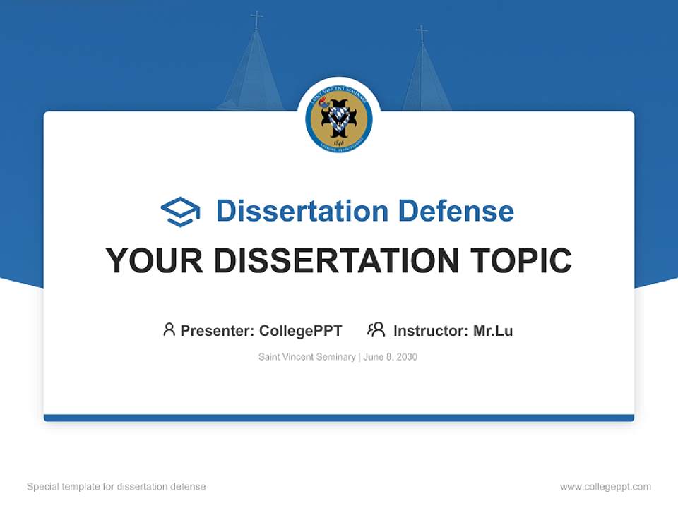 Saint Vincent Seminary Graduation Thesis Defense PPT Template4:3 ratio PPT effect preview image7