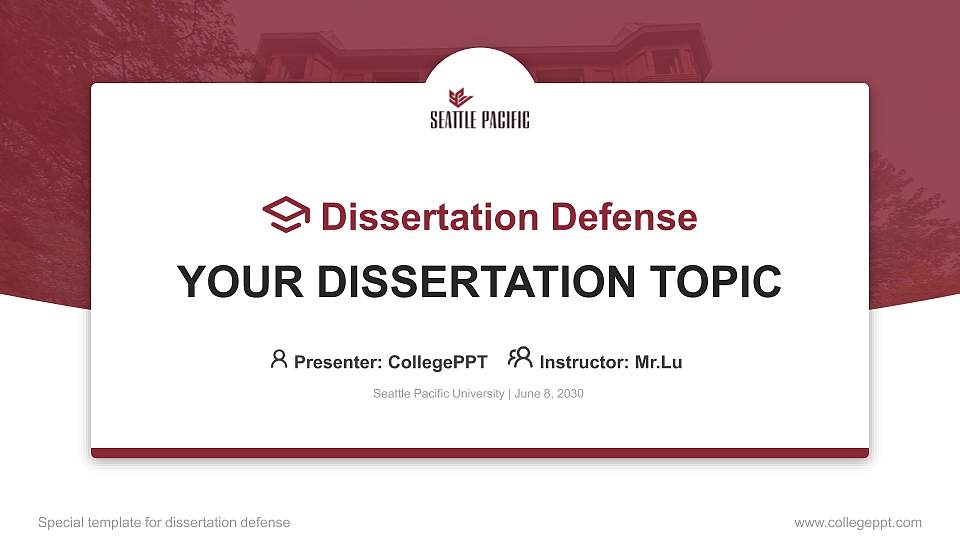Seattle Pacific University Graduation Thesis Defense PPT Template16:9 ratio PPT effect preview image