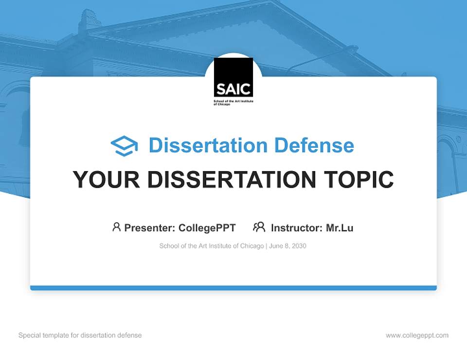 School of the Art Institute of Chicago Graduation Thesis Defense PPT Template4:3 ratio PPT effect preview image7