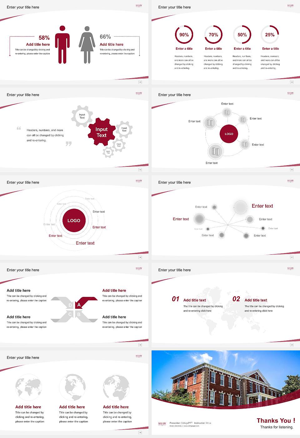 Shaw University Course/Courseware Creation PPT Template16:9 ratio PPT effect preview image4