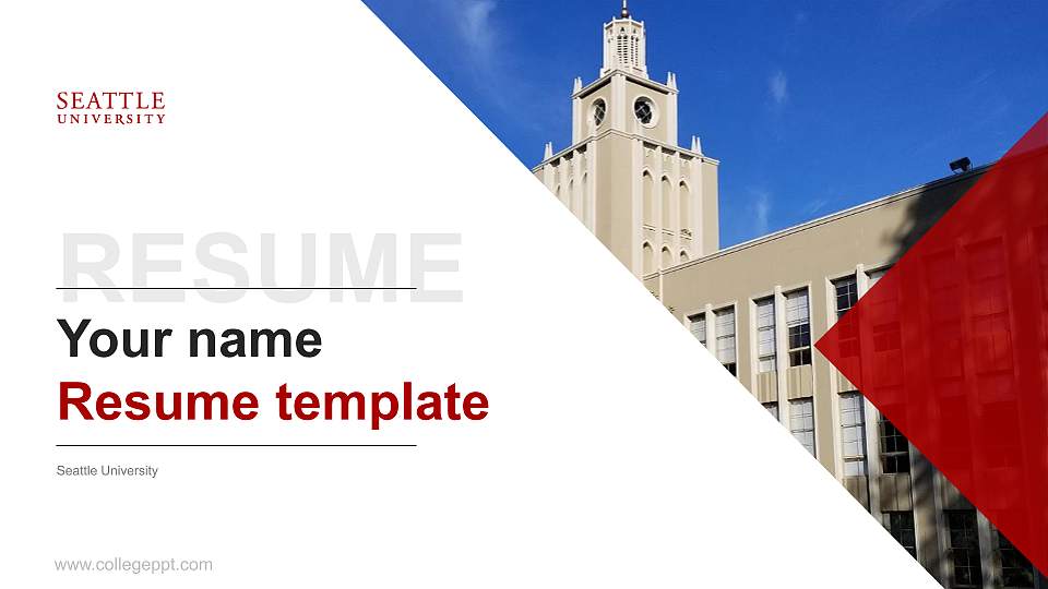 Seattle University Resume PPT Template16:9 ratio PPT effect preview image