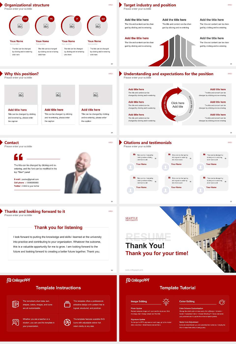 Seattle University Resume PPT Template16:9 ratio PPT effect preview image4