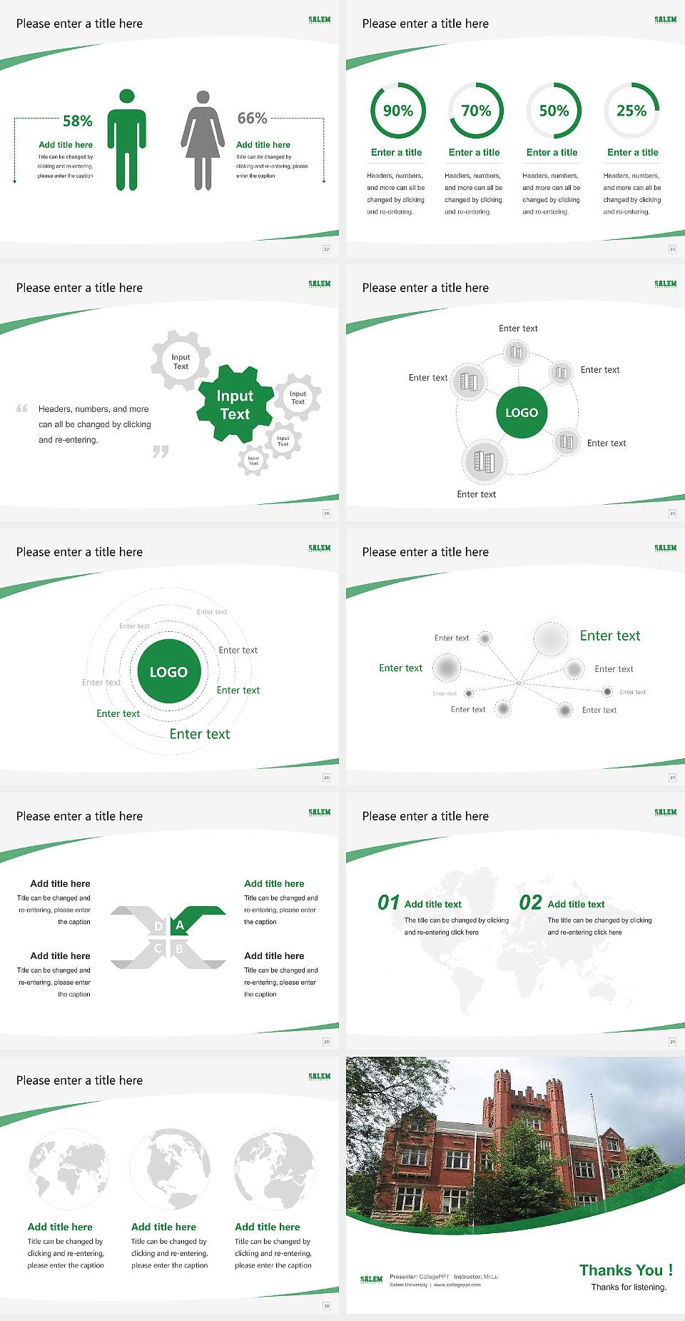 Salem University Course/Courseware Creation PPT Template4:3 ratio PPT effect preview image4