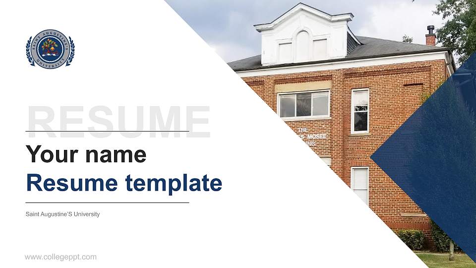 Saint Augustine’S University Resume PPT Template16:9 ratio PPT effect preview image
