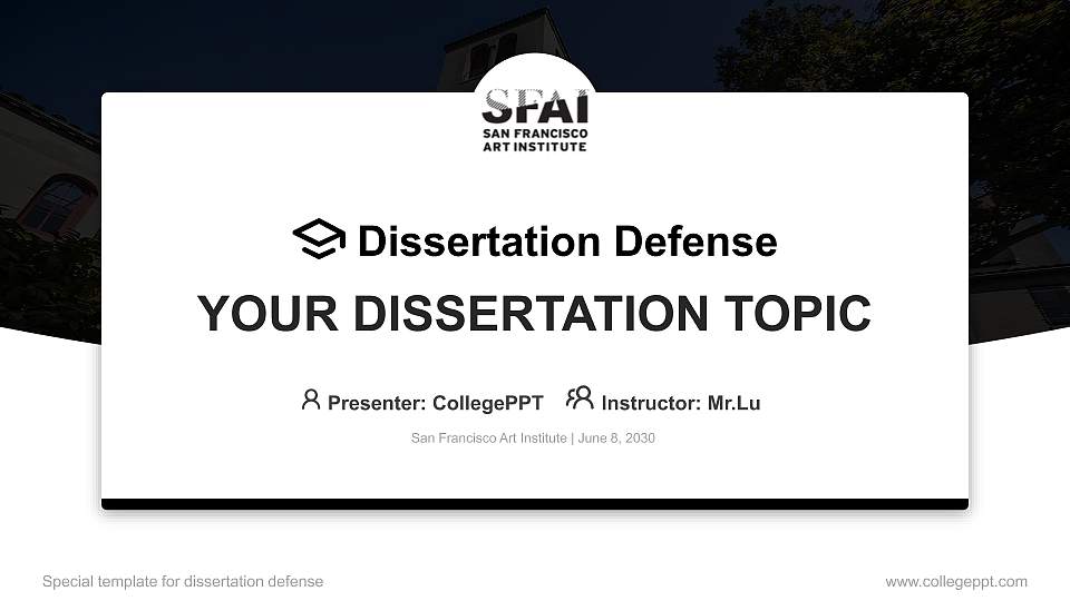 San Francisco Art Institute Graduation Thesis Defense PPT Template16:9 ratio PPT effect preview image