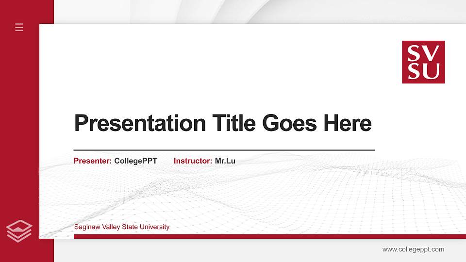 Saginaw Valley State University Thesis Proposal/Graduation Defense PPT Template16:9 ratio PPT effect preview image