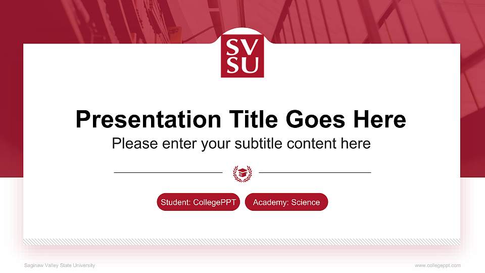 Saginaw Valley State University National Scholarship Defense PPT Template16:9 ratio PPT effect preview image