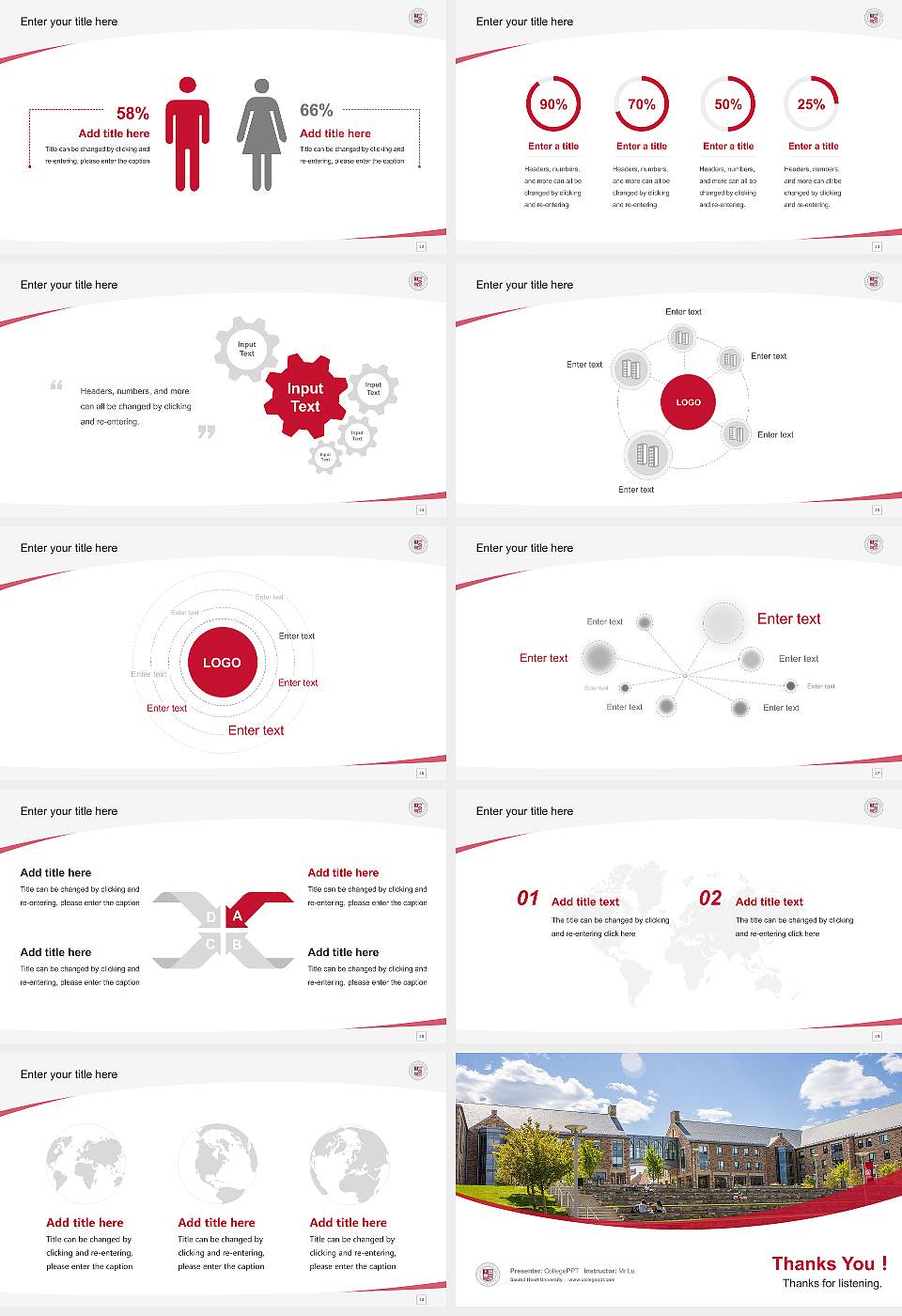Sacred Heart University Course/Courseware Creation PPT Template16:9 ratio PPT effect preview image4