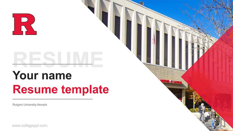 Rutgers University-Newark Resume PPT Template16:9 ratio PPT effect preview image