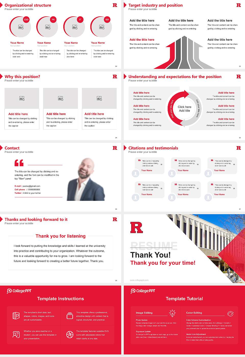 Rutgers University-Newark Resume PPT Template16:9 ratio PPT effect preview image4