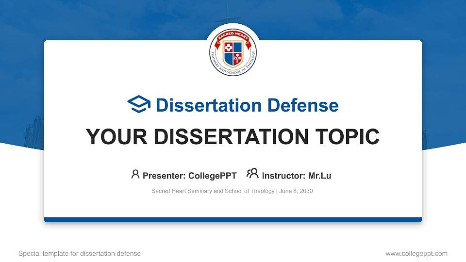 Sacred Heart Seminary and School of Theology Graduation Thesis Defense PPT Template16:9 ratio PPT effect preview image