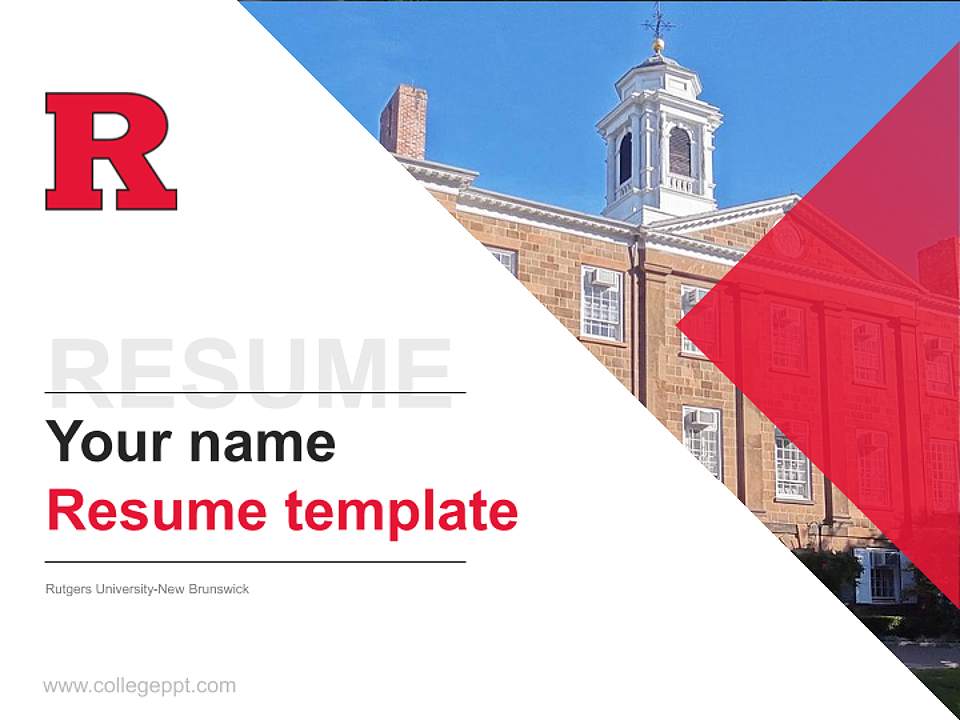 Rutgers University-New Brunswick Resume PPT Template4:3 ratio PPT effect preview image5
