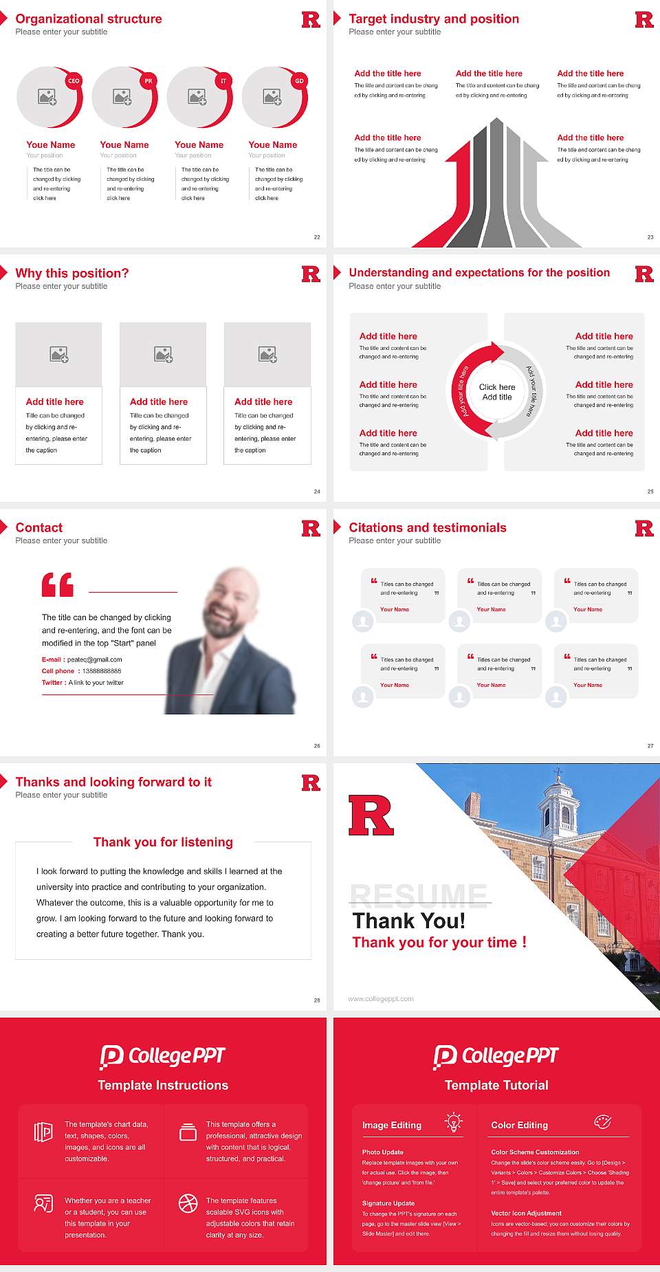 Rutgers University-New Brunswick Resume PPT Template4:3 ratio PPT effect preview image4