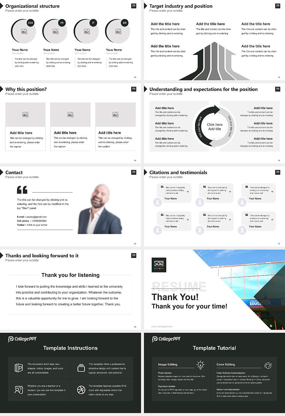 Sae Institute of Technology-Chicago Resume PPT Template16:9 ratio PPT effect preview image4