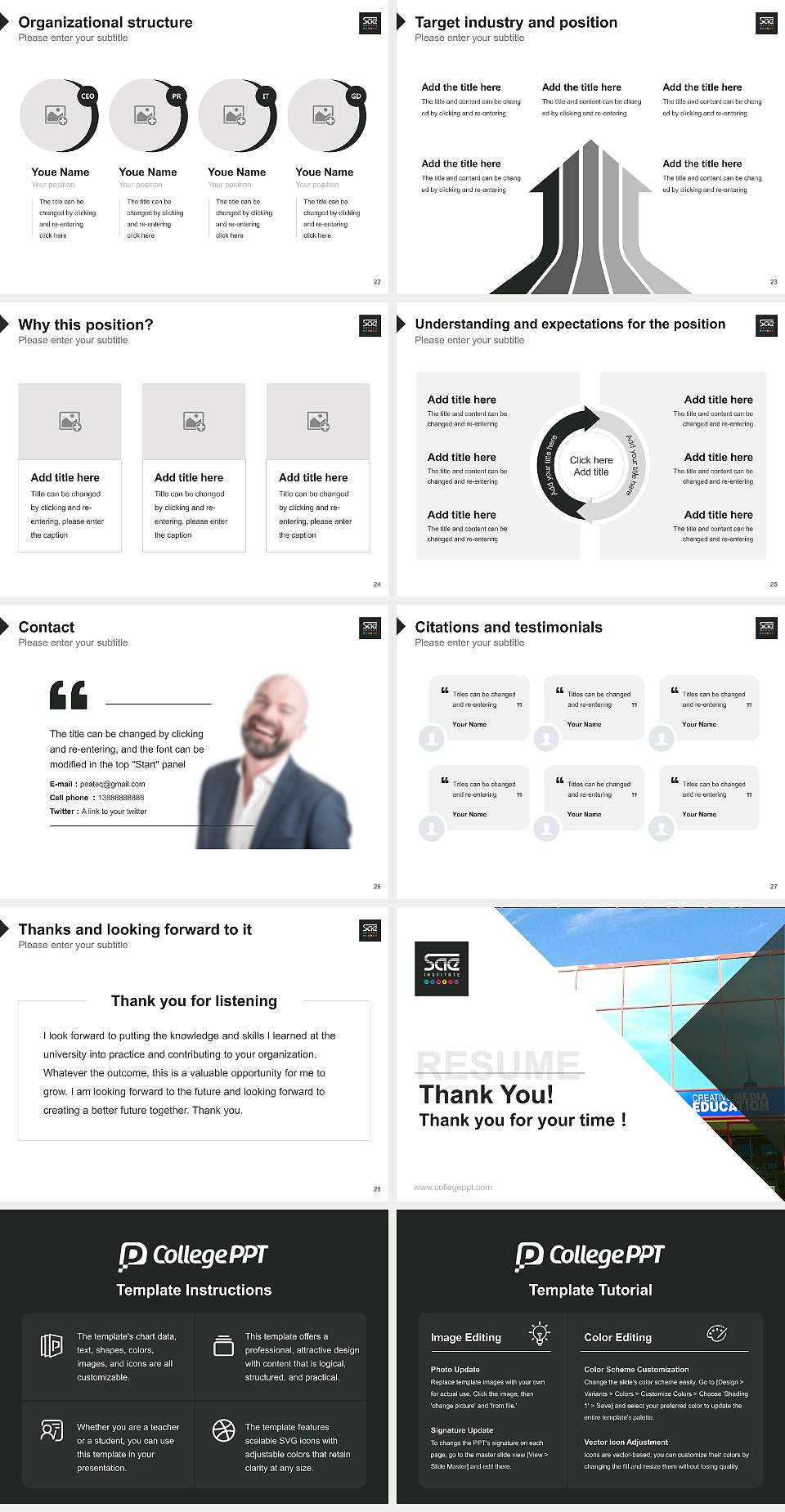 Sae Institute of Technology-Chicago Resume PPT Template4:3 ratio PPT effect preview image4