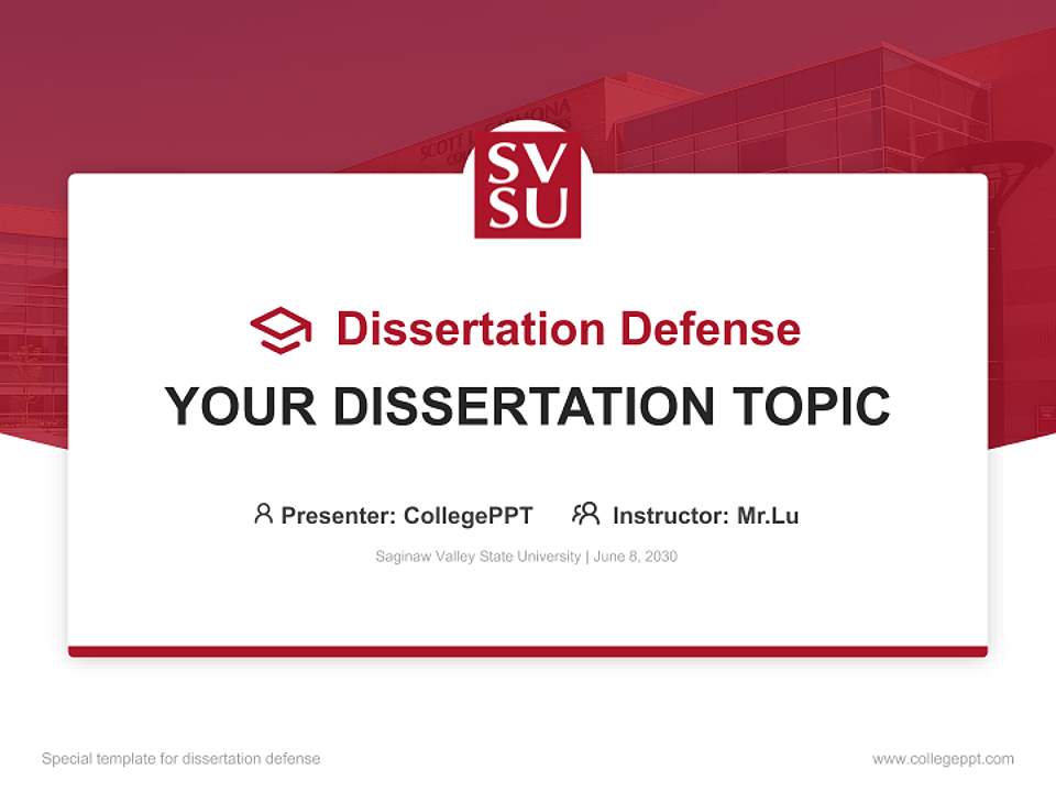 Saginaw Valley State University Graduation Thesis Defense PPT Template4:3 ratio PPT effect preview image7