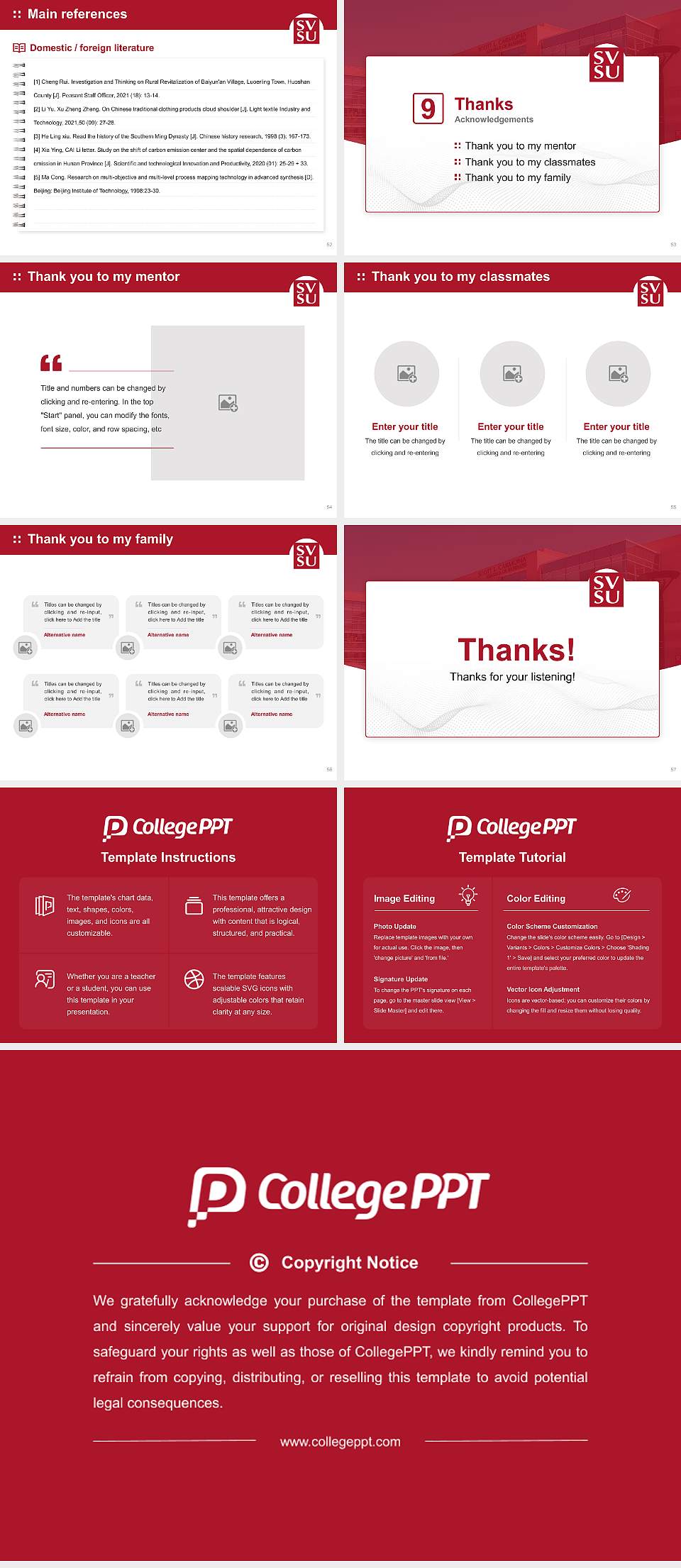 Saginaw Valley State University Graduation Thesis Defense PPT Template4:3 ratio PPT effect preview image7