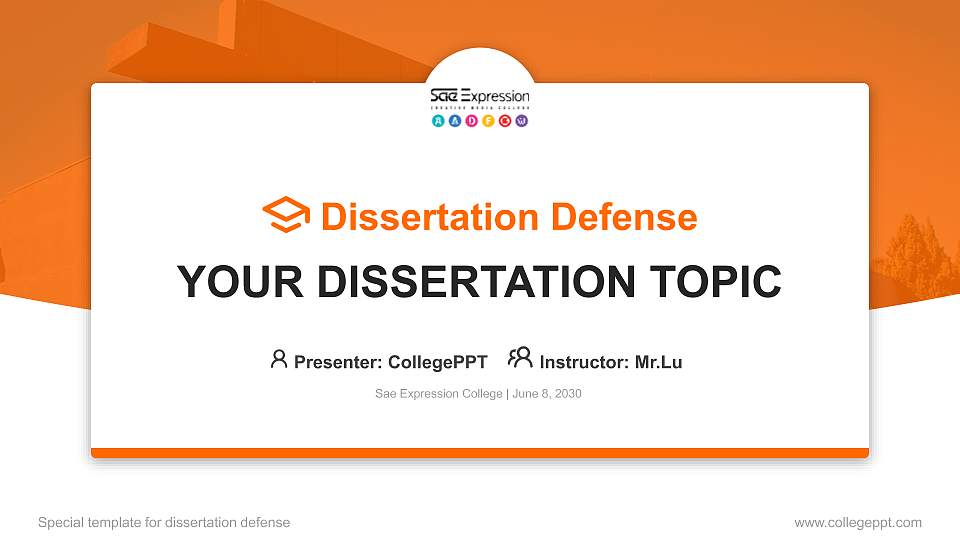 Sae Expression College Graduation Thesis Defense PPT Template16:9 ratio PPT effect preview image