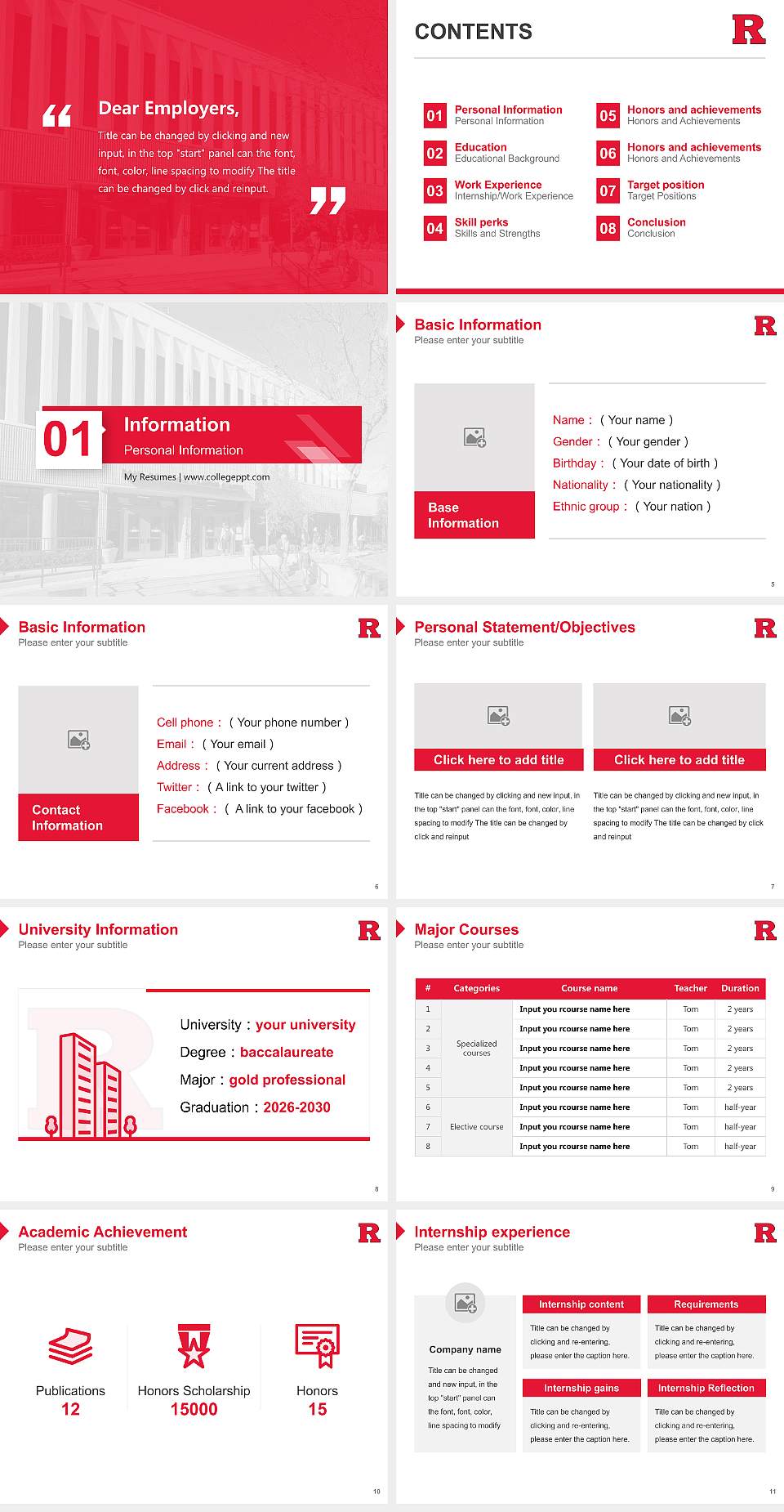 Rutgers University-Newark Resume PPT Template4:3 ratio PPT effect preview image2