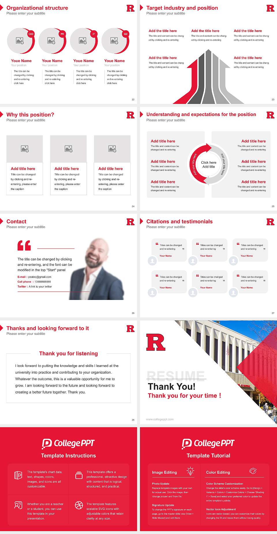 Rutgers University-Newark Resume PPT Template4:3 ratio PPT effect preview image4