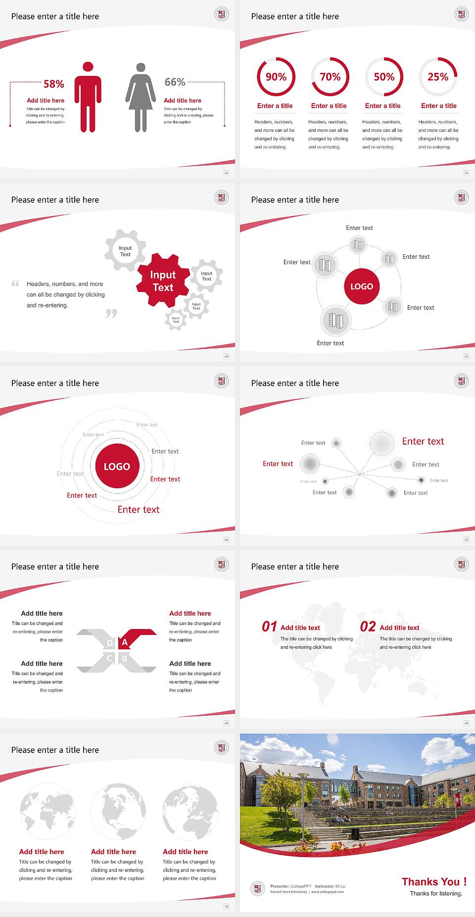 Sacred Heart University Course/Courseware Creation PPT Template4:3 ratio PPT effect preview image4