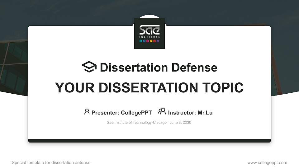 Sae Institute of Technology-Chicago Graduation Thesis Defense PPT Template16:9 ratio PPT effect preview image