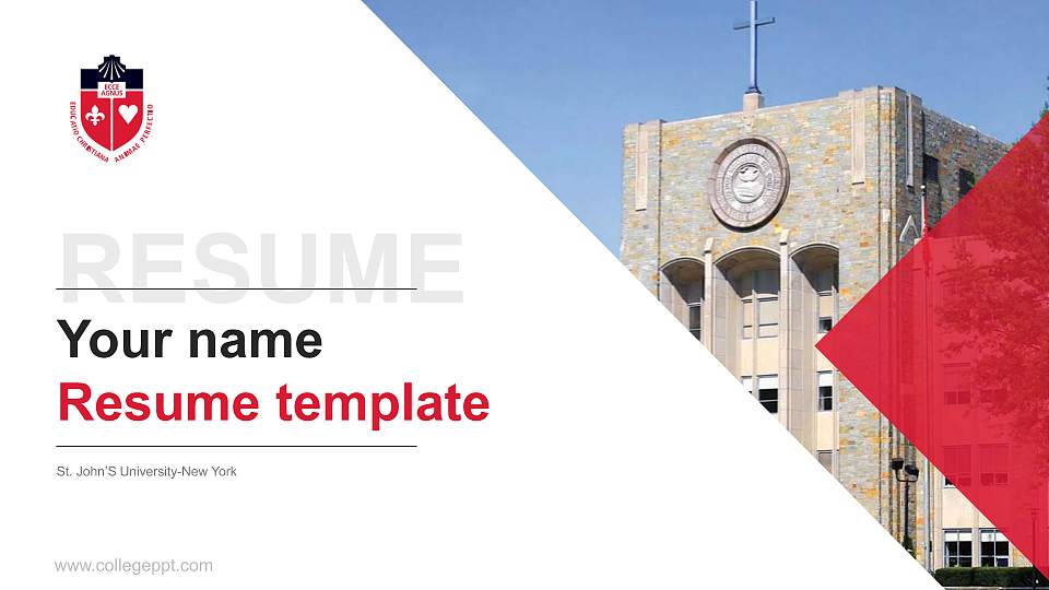St. John’S University-New York Resume PPT Template16:9 ratio PPT effect preview image