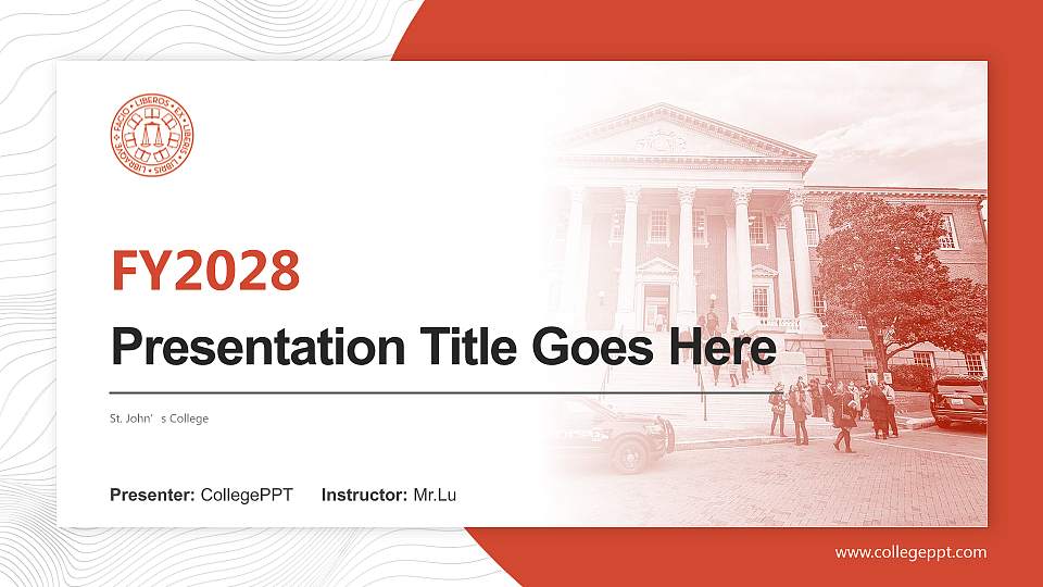 St. John’s College Academic Presentation/Research Findings Report PPT Template16:9 ratio PPT effect preview image