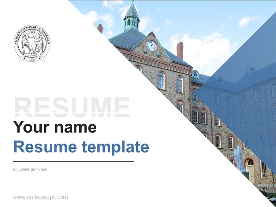 St John’S Seminary Resume PPT Template4:3 ratio PPT effect preview image5