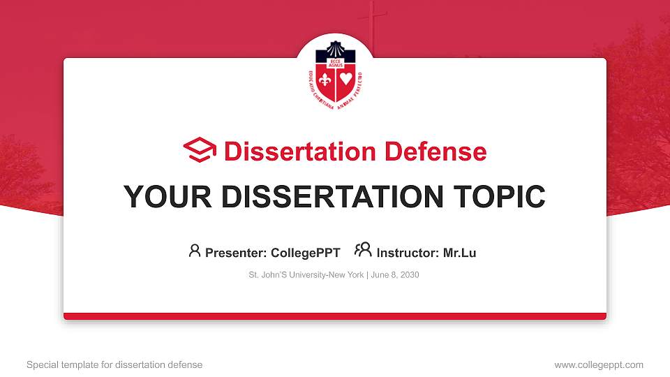 St. John’S University-New York Graduation Thesis Defense PPT Template16:9 ratio PPT effect preview image