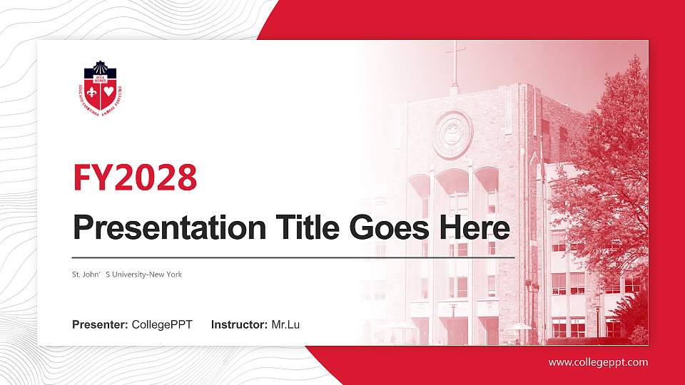 St. John’S University-New York Academic Presentation/Research Findings Report PPT Template16:9 ratio PPT effect preview image