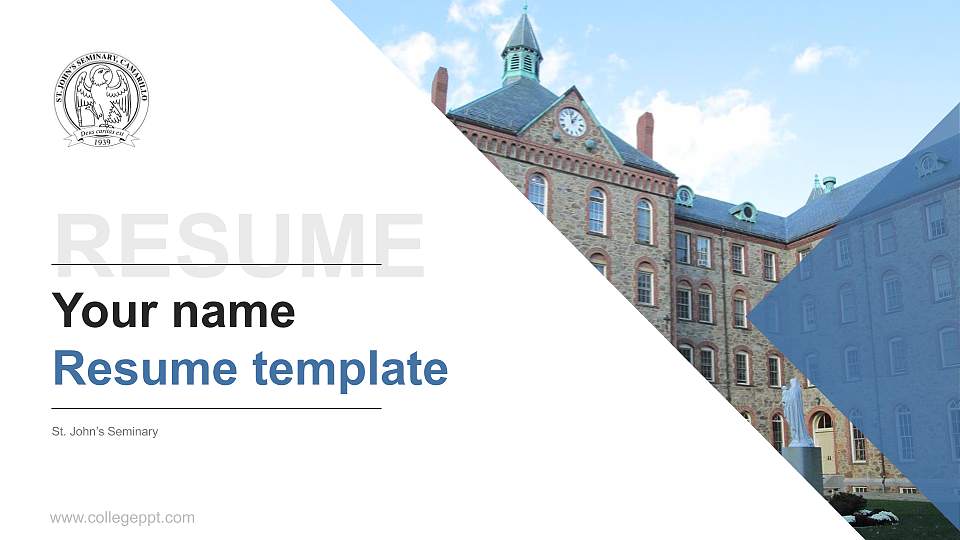 St John’S Seminary Resume PPT Template16:9 ratio PPT effect preview image