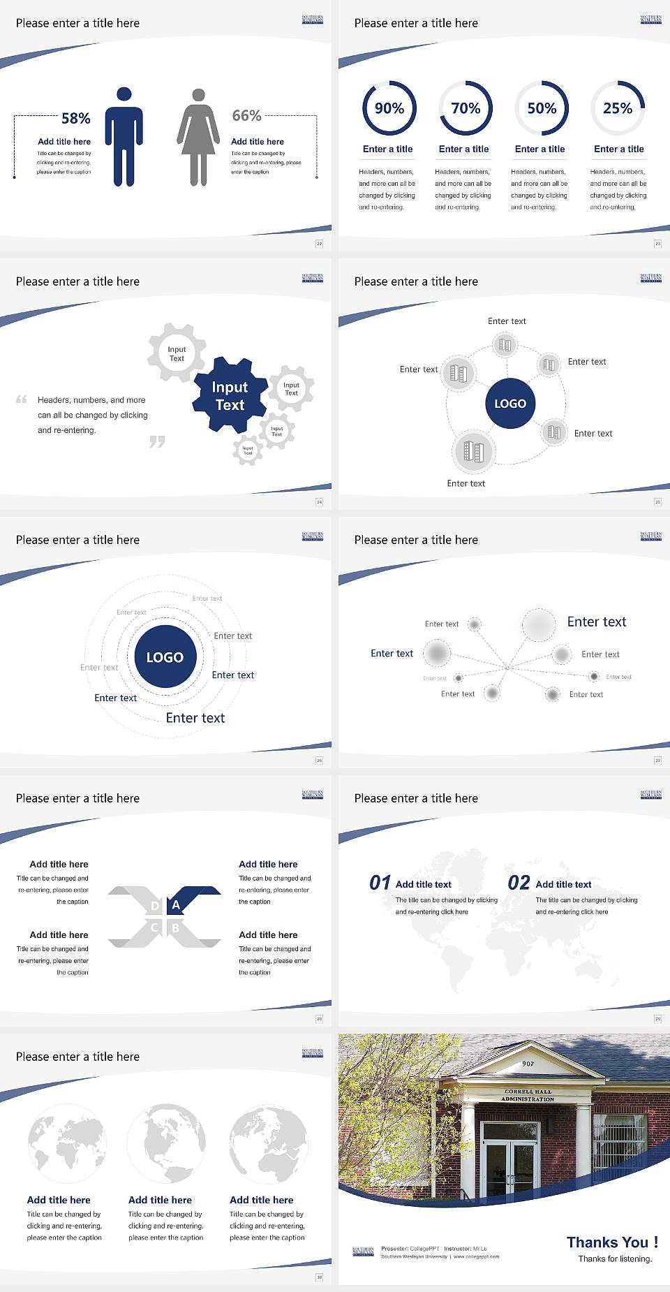 Southern Wesleyan University Course/Courseware Creation PPT Template4:3 ratio PPT effect preview image4