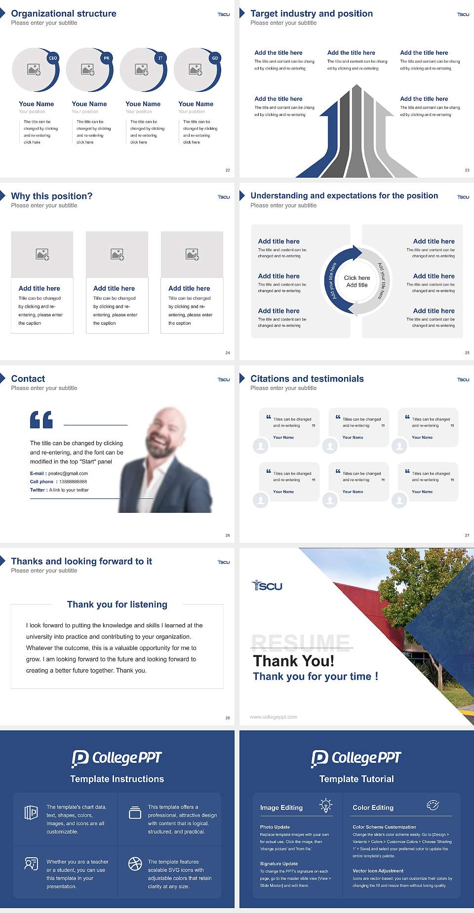 Southern California University of Health Sciences Resume PPT Template4:3 ratio PPT effect preview image4