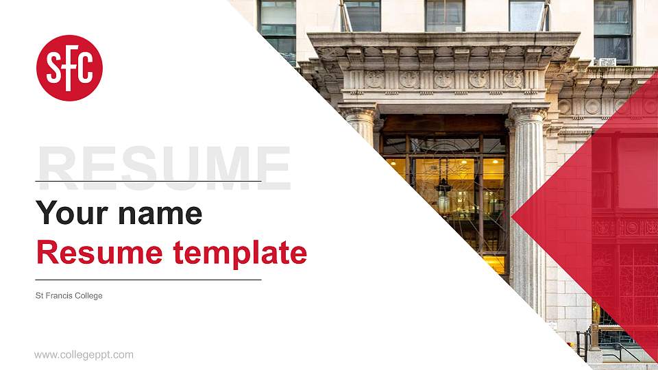 St Francis College Resume PPT Template16:9 ratio PPT effect preview image
