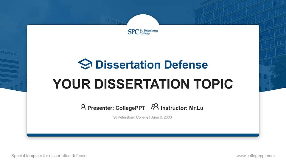 St Petersburg College Graduation Thesis Defense PPT Template16:9 ratio PPT effect preview image