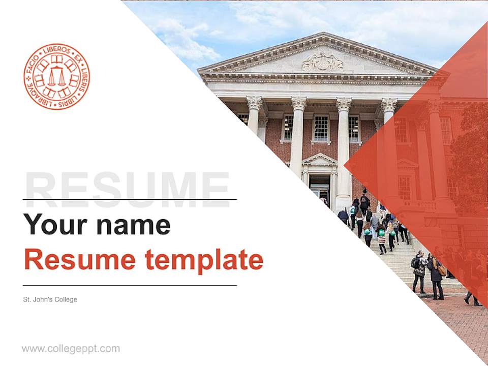 St. John’s College Resume PPT Template4:3 ratio PPT effect preview image5