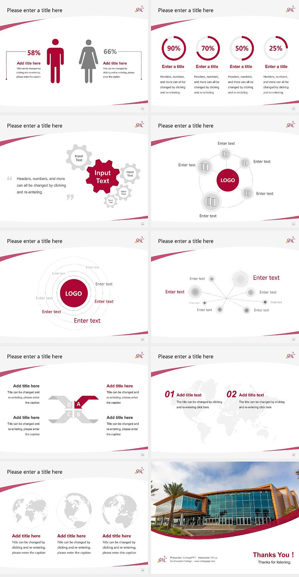 Southwestern College Course/Courseware Creation PPT Template4:3 ratio PPT effect preview image4