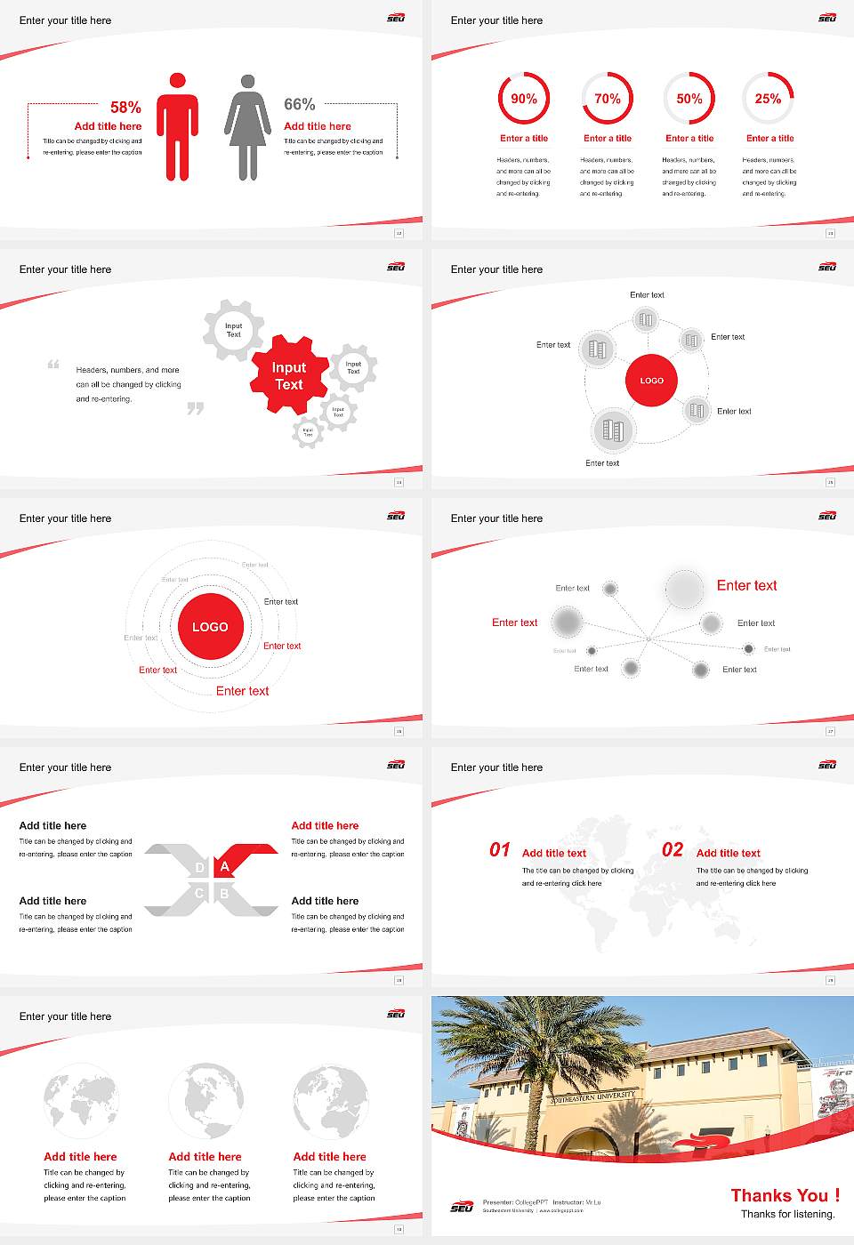 Southeastern University Course/Courseware Creation PPT Template16:9 ratio PPT effect preview image4