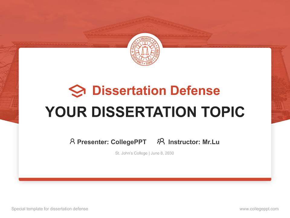 St. John’s College Graduation Thesis Defense PPT Template4:3 ratio PPT effect preview image7