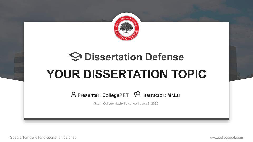 South College Nashville school Graduation Thesis Defense PPT Template16:9 ratio PPT effect preview image