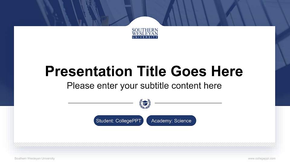 Southern Wesleyan University National Scholarship Defense PPT Template16:9 ratio PPT effect preview image