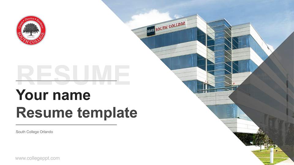 South College Orlando Resume PPT Template16:9 ratio PPT effect preview image