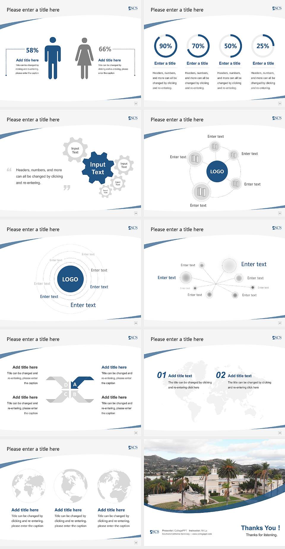 Southern California Seminary Course/Courseware Creation PPT Template4:3 ratio PPT effect preview image4