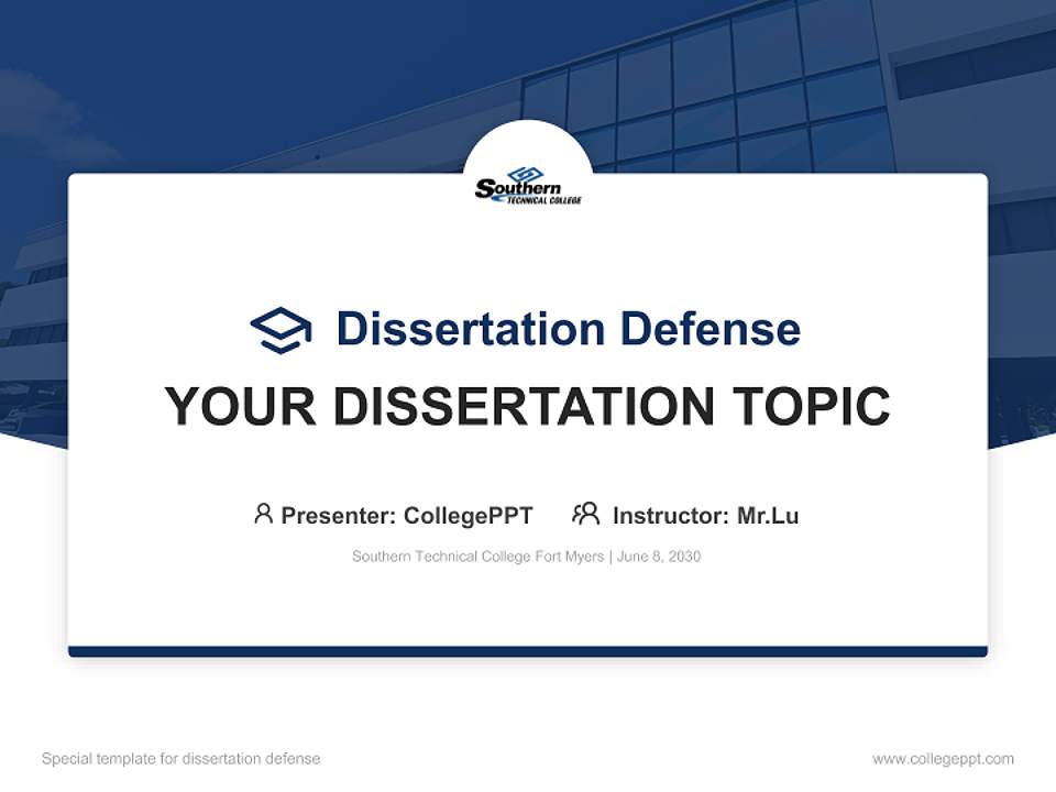 Southern Technical College Fort Myers Graduation Thesis Defense PPT Template4:3 ratio PPT effect preview image7