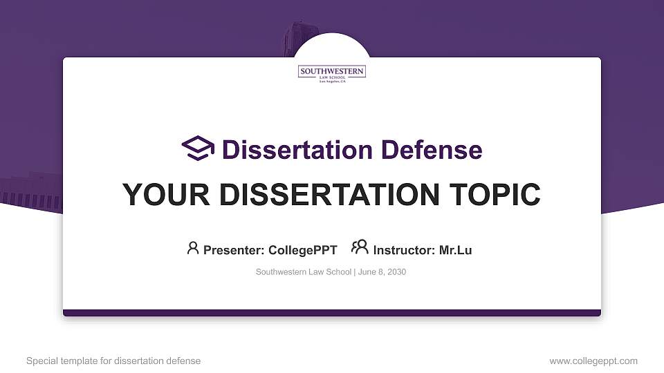 Southwestern Law School Graduation Thesis Defense PPT Template16:9 ratio PPT effect preview image
