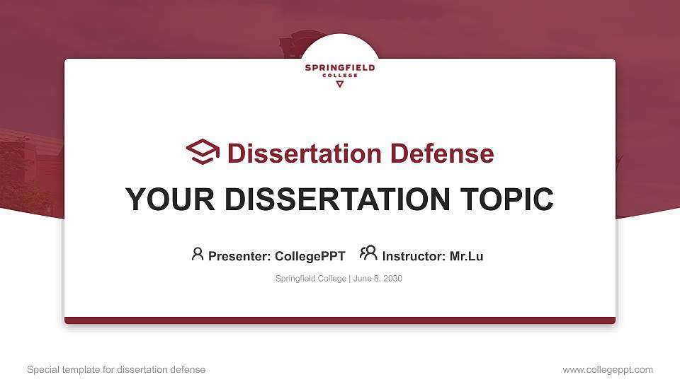 Springfield College Graduation Thesis Defense PPT Template16:9 ratio PPT effect preview image