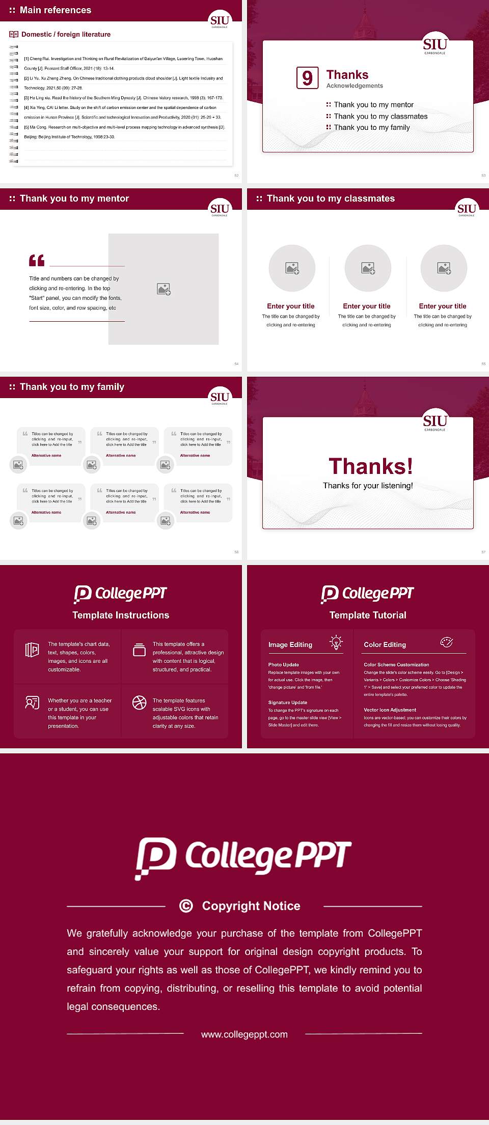 Southern Illinois University-Carbondale Graduation Thesis Defense PPT Template4:3 ratio PPT effect preview image7