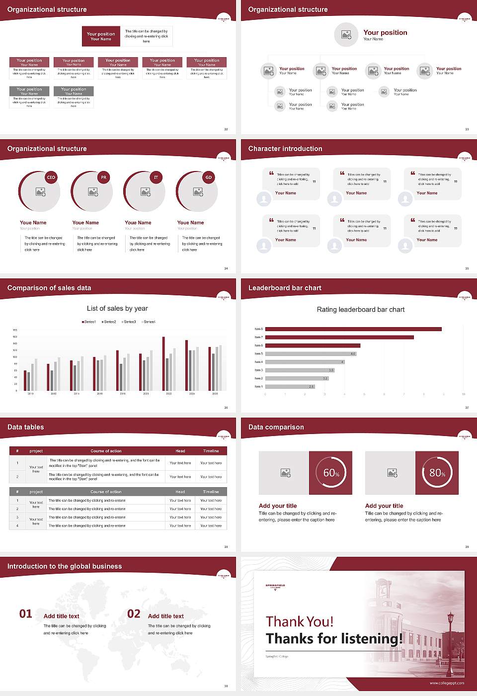 Springfield College Academic Presentation/Research Findings Report PPT Template16:9 ratio PPT effect preview image4