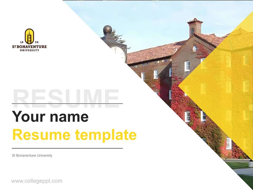 St Bonaventure University Resume PPT Template4:3 ratio PPT effect preview image5